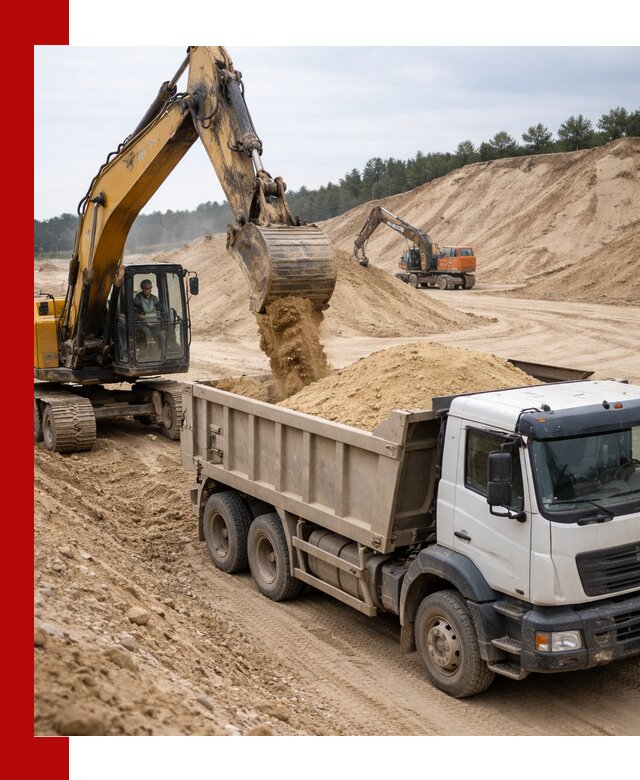 Доставка карьерного песка с самосвалами и разгрузкой в Скопине