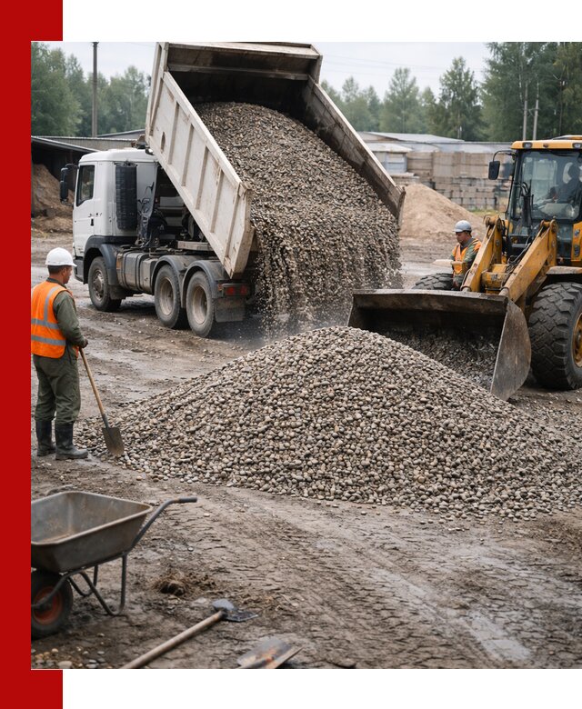 Мытый гравий с доставкой в Скопине от карьера до участка