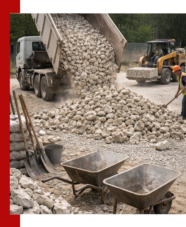 Доставка и продажа бутового известнякового камня в Скопине