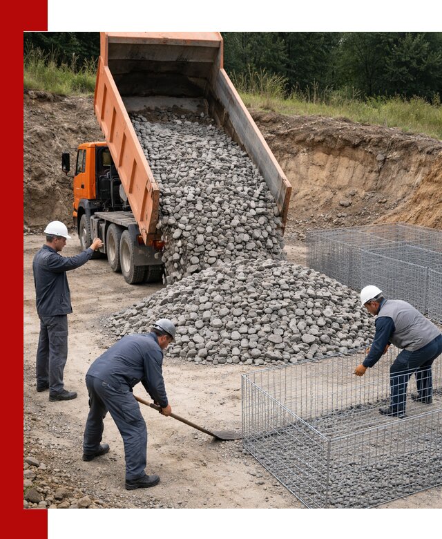 Камень для габионов с доставкой в Скопине быстро и надёжно