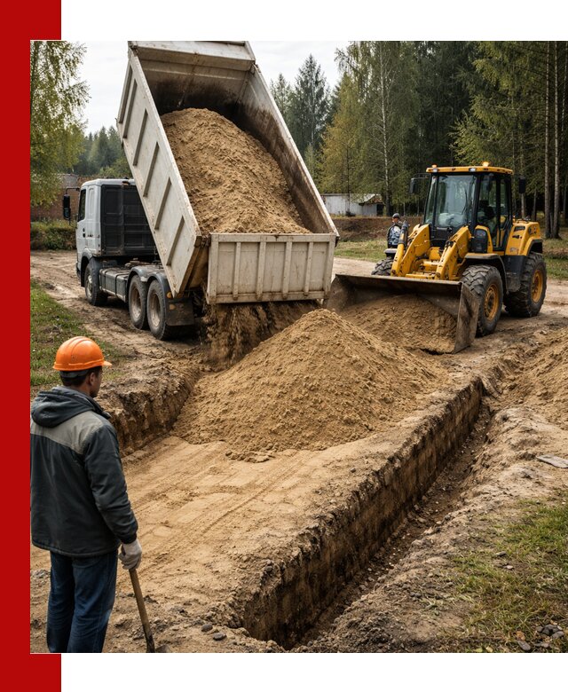 Доставка песчаного грунта в Скопине для строительных работ