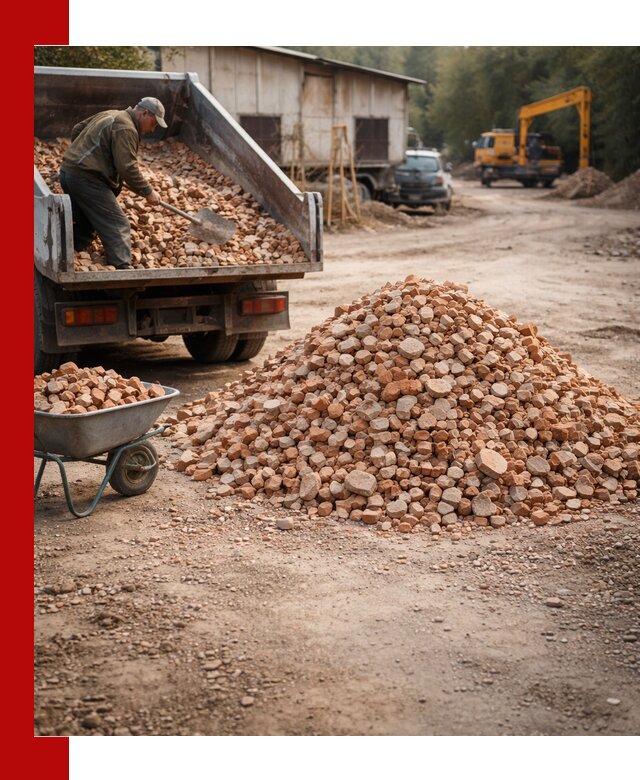 Доставка и подушка из боя кирпича с разгрузкой в Скопине