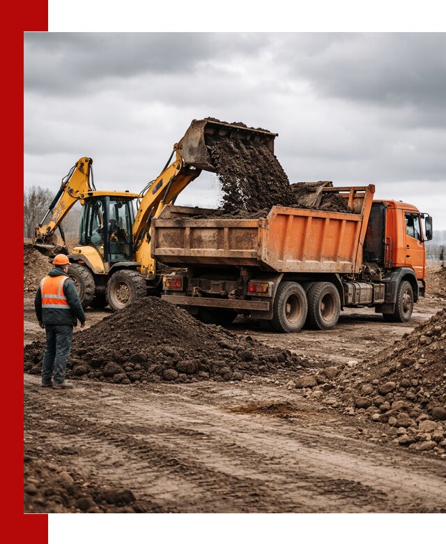 Вывоз грунта и строительного мусора в Скопине грузовыми самосвалами